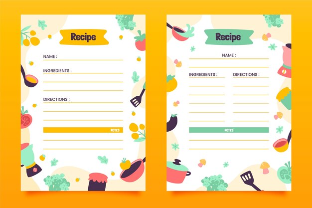 Hand drawn flat design recipe book