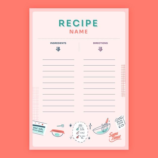 Hand drawn flat design recipe book