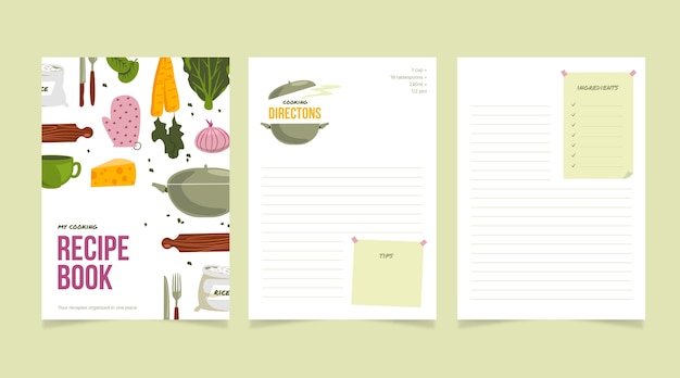 Hand drawn flat design recipe book