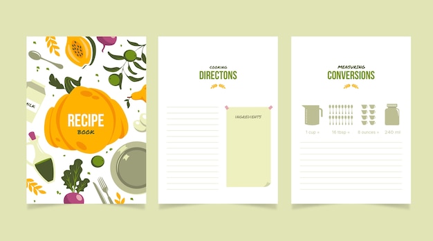 Free vector hand drawn flat design recipe book