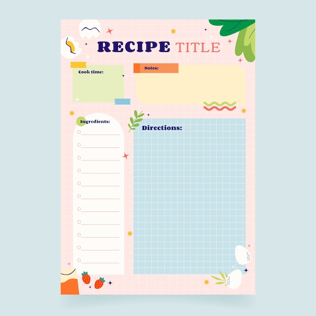 Hand drawn flat design recipe book