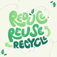 Free vector hand drawn flat design reduce reuse recycle lettering