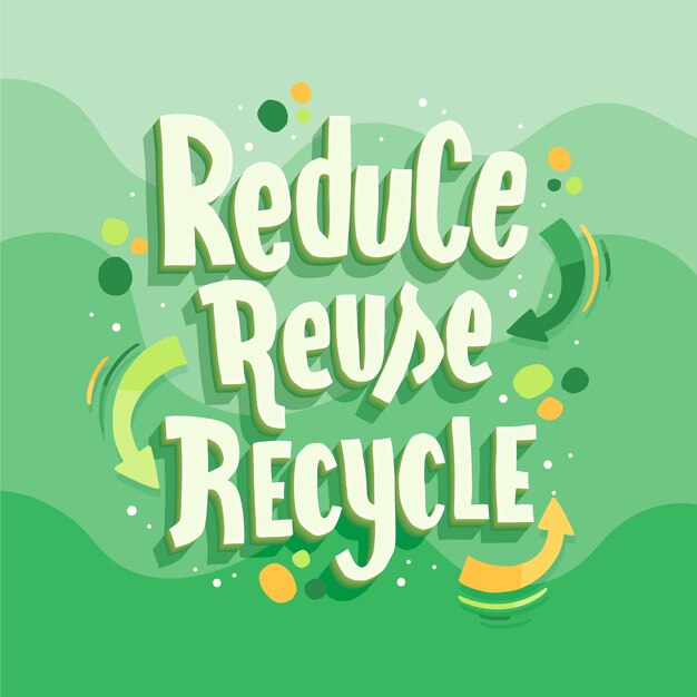 Hand drawn flat design reduce reuse recycle lettering