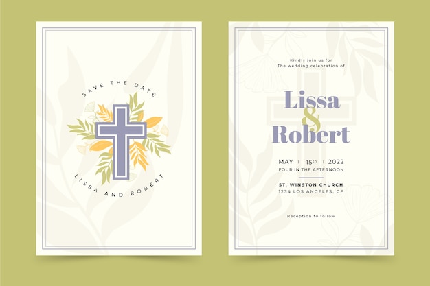 Ручной обращается плоский дизайн религиозные свадебные приглашения