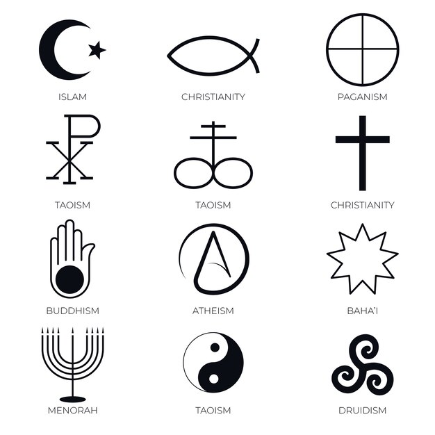 Коллекция рисованной плоский дизайн религиозных символов