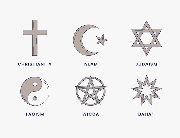 Free vector hand drawn flat design religious symbol collection