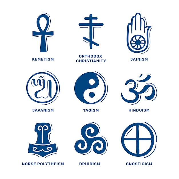 Free vector hand drawn flat design religious symbol collection