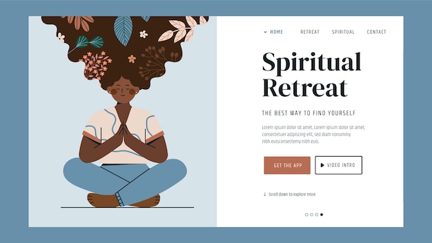 Free vector hand drawn flat design retreat landing page