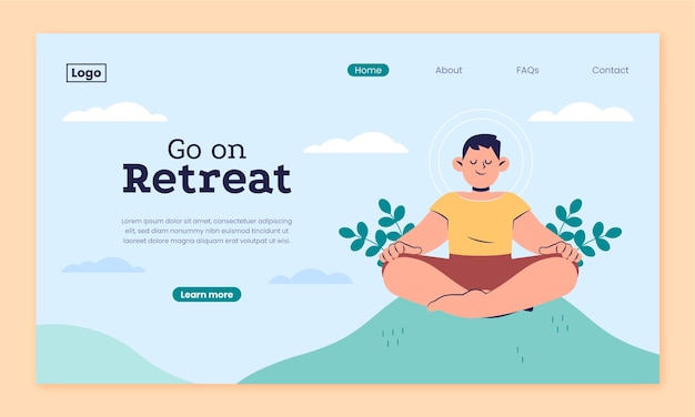 Hand drawn flat design retreat landing page