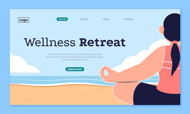 Hand drawn flat design retreat landing page