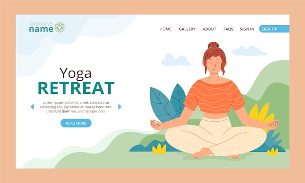 Hand drawn flat design retreat landing page