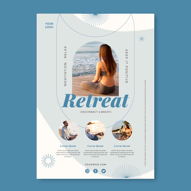 Hand drawn flat design retreat template