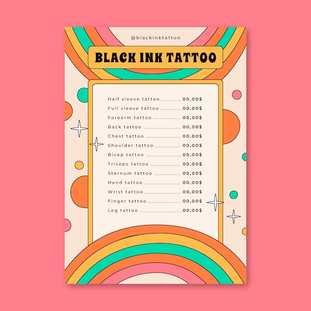 Free vector hand-drawn flat design retro tattoo price list