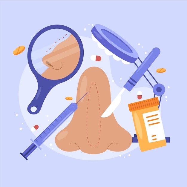 Hand drawn flat design rhinoplasty illustration