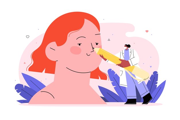 Hand drawn flat design rhinoplasty illustration