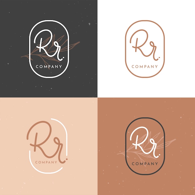 Modello di logo rr design piatto disegnato a mano