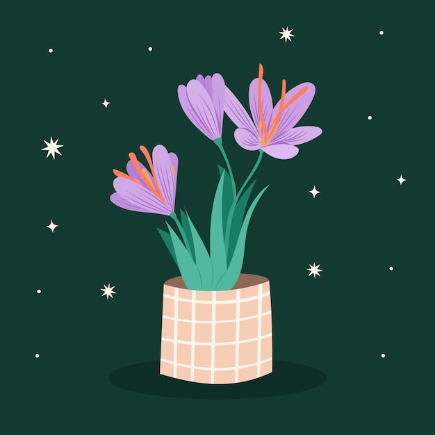 Free vector hand drawn flat design saffron flower illustration