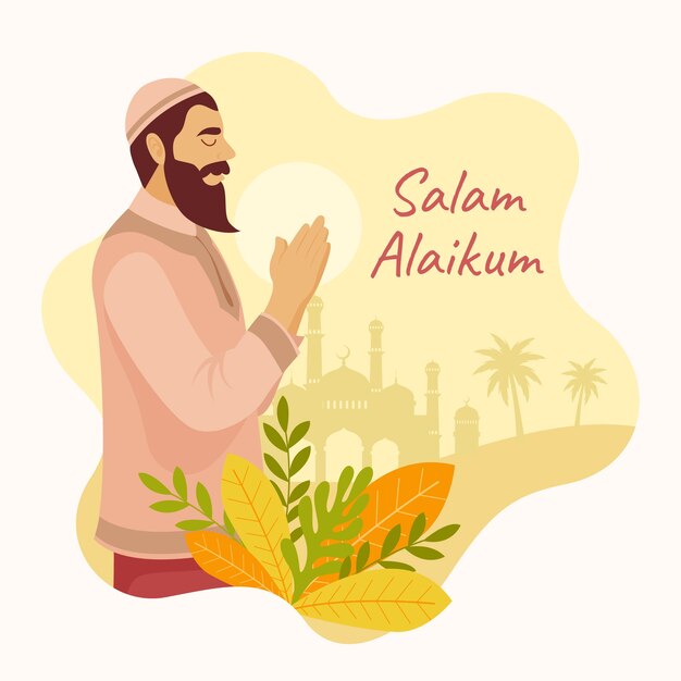 Hand drawn flat design salam illustration