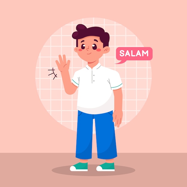 Hand drawn flat design salam illustration