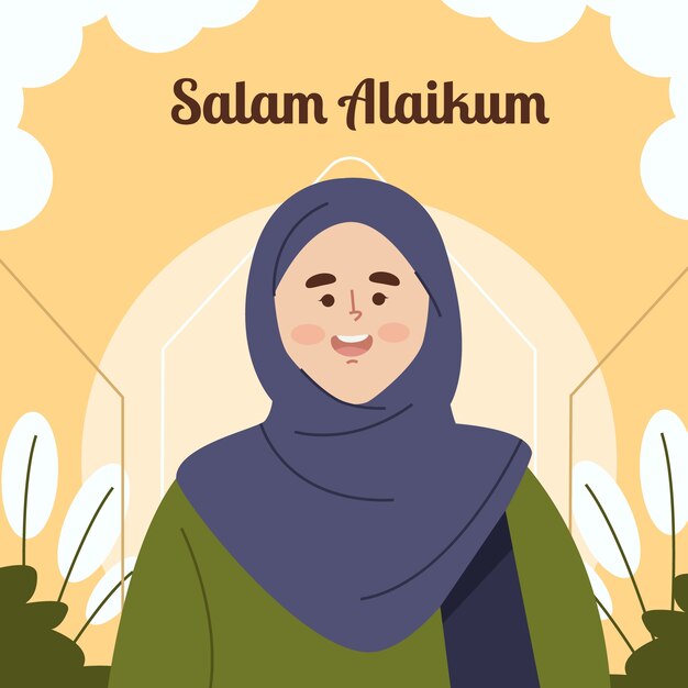 Hand drawn flat design salam illustration