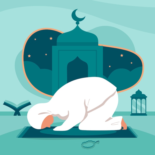 손으로 그린 평면 디자인 salat 그림