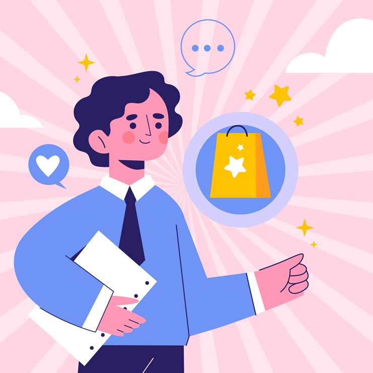 無料Vector 手描きフラットデザイン営業担当者イラスト