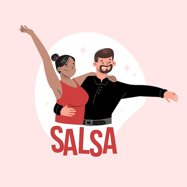 Hand drawn flat design salsa logo and badge