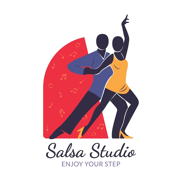 Free vector hand drawn flat design salsa logo or badge