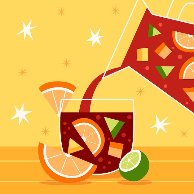 Free vector hand drawn flat design sangria illustration