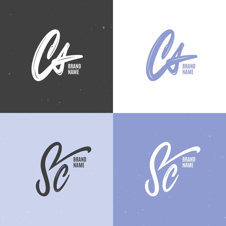 무료 Vector 손으로 그린 평면 디자인 sc 또는 cs 로고 템플릿