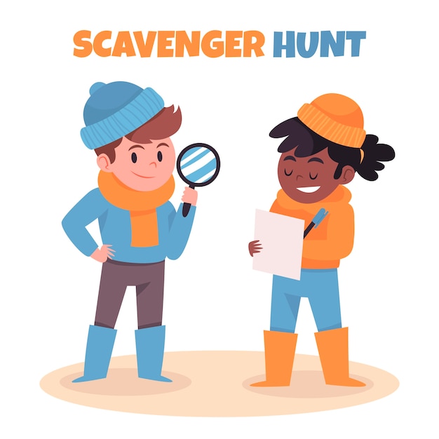 Free vector hand drawn flat design scavenger hunt game