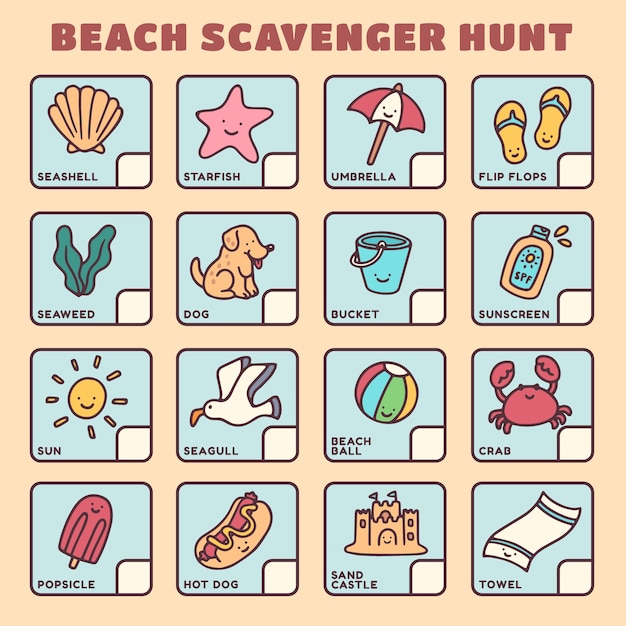 Free vector hand drawn flat design scavenger hunt