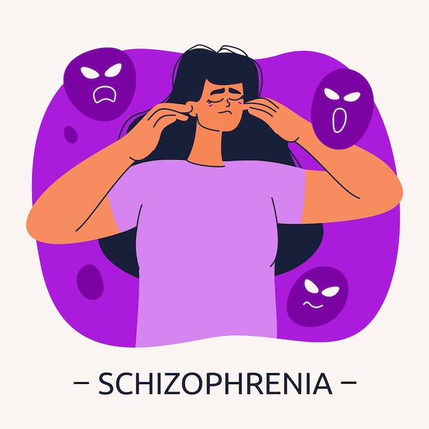 Vettore gratuito illustrazione di schizofrenia design piatto disegnato a mano