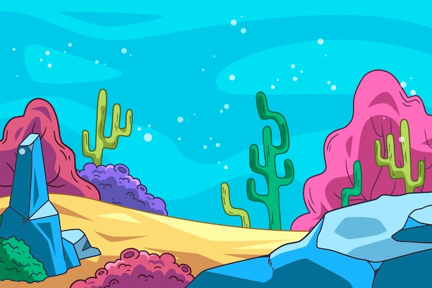 Free vector hand drawn flat design under sea landscape