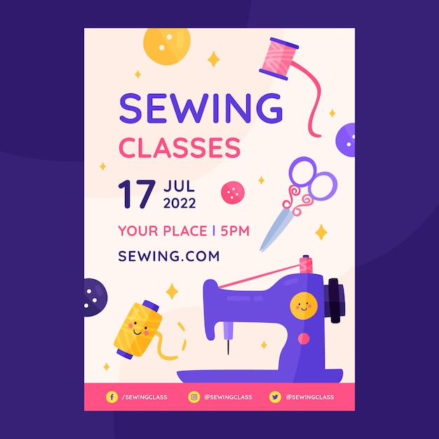 Free vector hand drawn flat design seamstress template