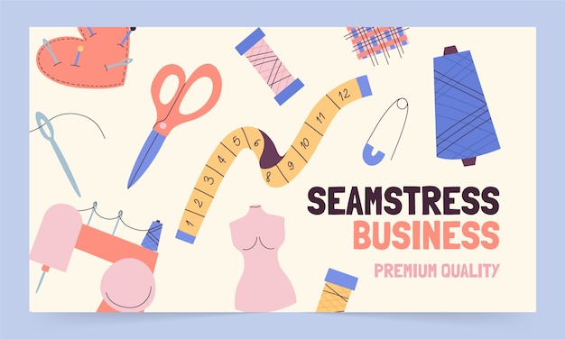 Hand drawn flat design seamstress webinar