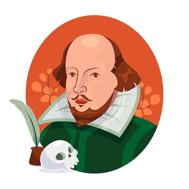 Vettore gratuito illustrazione di shakespeare design piatto disegnato a mano