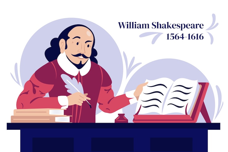 Free Vector hand drawn flat design shakespeare