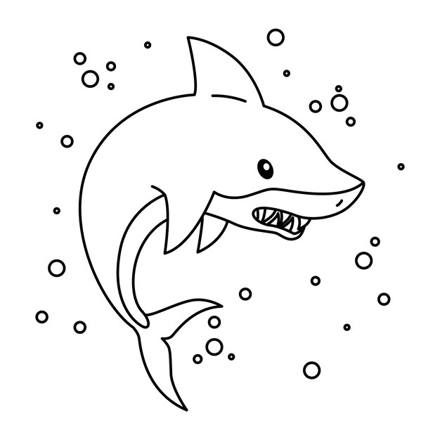 Hand drawn flat design shark outline