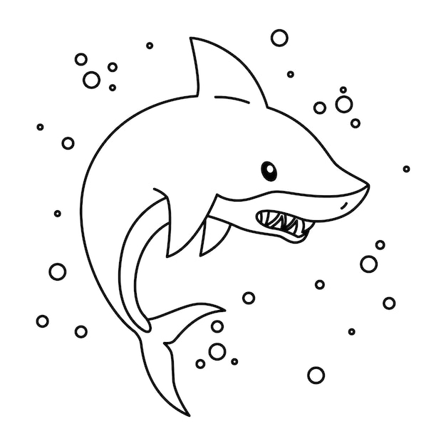 手描きのフラットデザインのサメのアウトライン