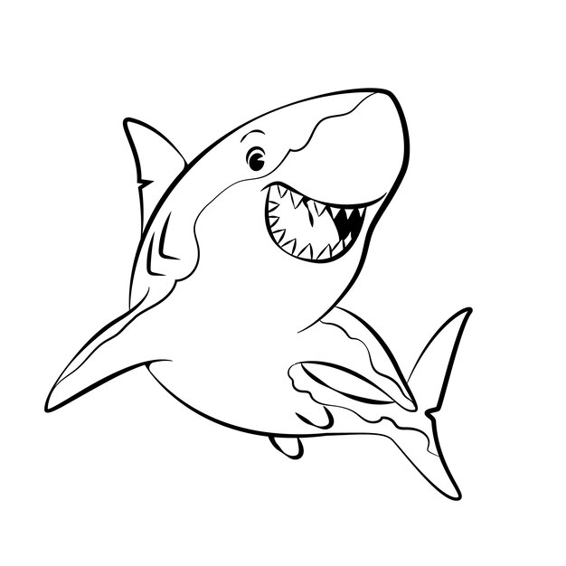 Hand drawn flat design shark outline