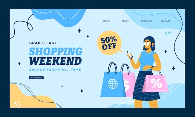 Free vector hand drawn flat design shopping center template