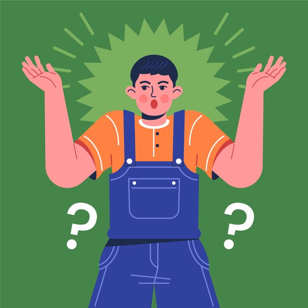 手描きフラットデザイン肩をすくめるイラスト