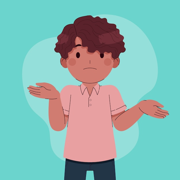 Hand drawn flat design shrug illustration