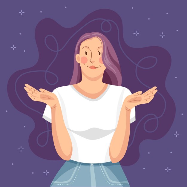 hand drawn flat design shrug illustration