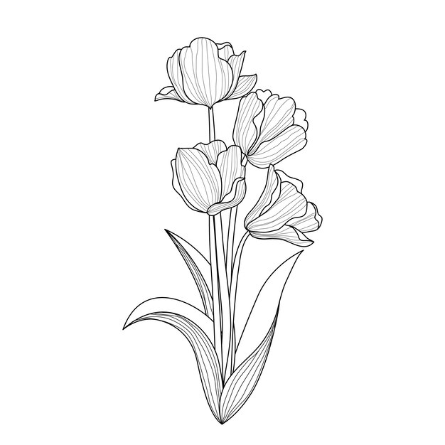 Hand drawn flat design simple flower outline