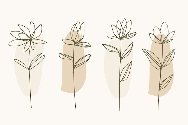 Hand drawn flat design simple flower outline