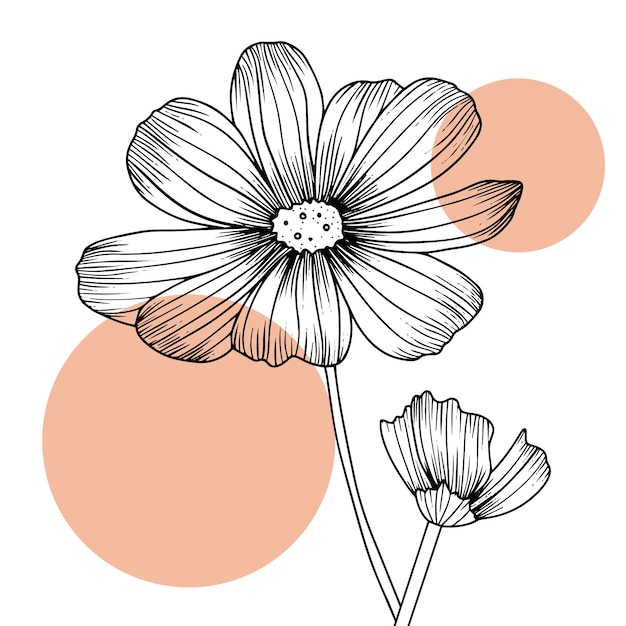 Hand drawn flat design simple flower outline