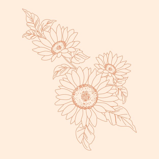 Hand drawn flat design simple flower outline