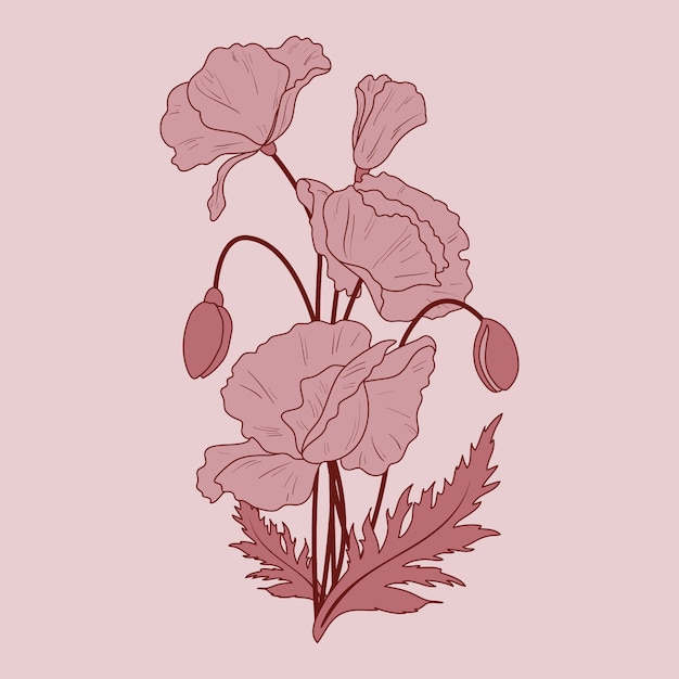 Free vector hand drawn flat design simple flower outline
